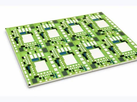View 4: Oblique alumina thick film PCB panel view showing ceramic edges and printed features