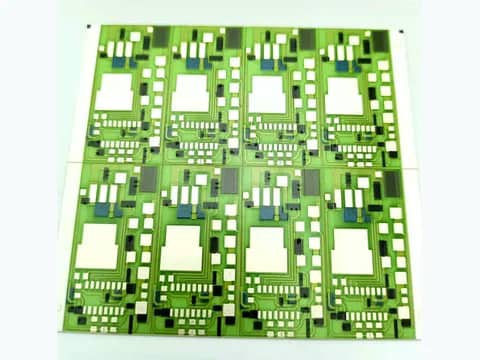 View 5: Front alumina thick film PCB panel view with repeated terminal and routing patterns