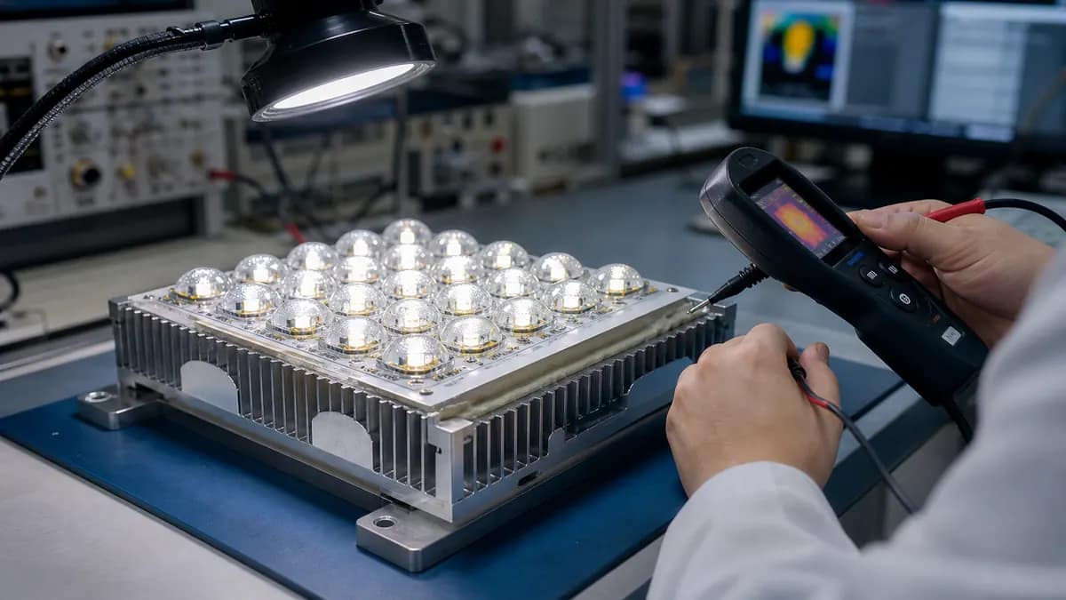 Application illustration of a generic LED array on a ceramic thermal substrate during evaluation
