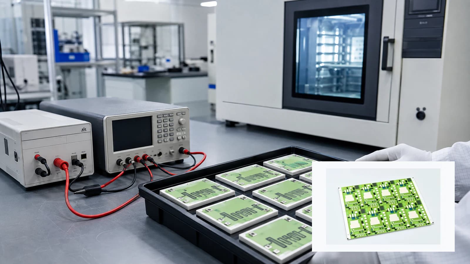 Composite view of heater products and thermal or environmental reliability context with clearly visible glazed ceramic resistor structures for Humidity-Bias Testing for Thick Film Circuits