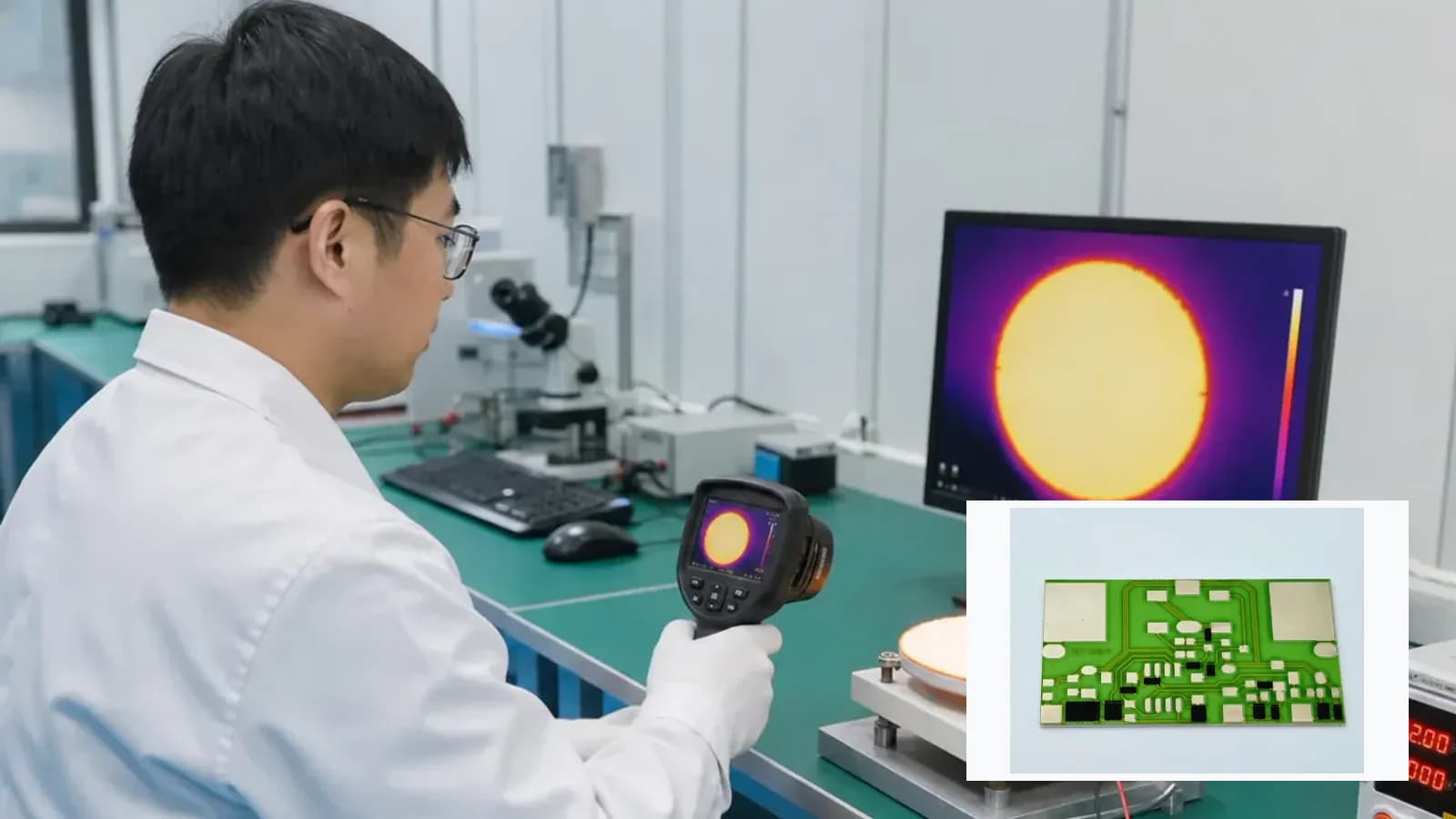 Composite view of surface measurement, optical inspection, document reference, packing, and product-detail context from separate records for Thick Film Failure-Analysis Workflow