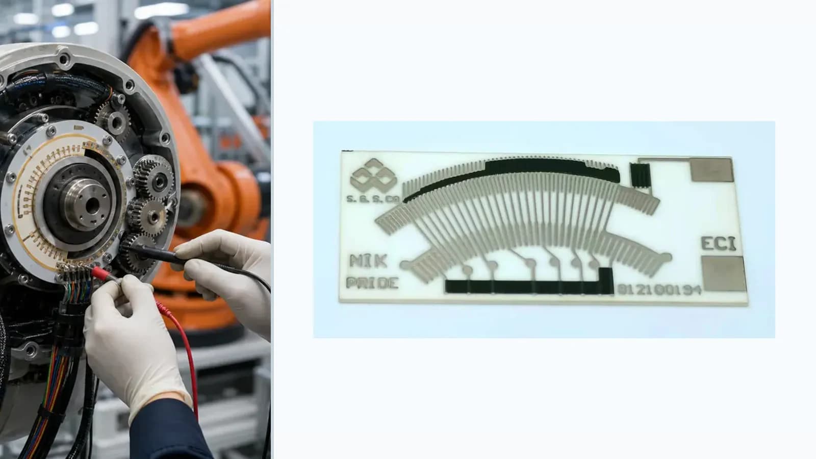Composite view of cataloged printed resistor-card geometry paired with representative automation feedback context for Resistor Cards for Automation Feedback