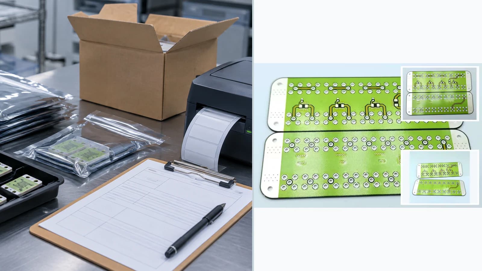 Composite view of company-source material, packing, engineering-review, production, quality-document, facility, and team context from separate records for Packaging and Shipping Controls