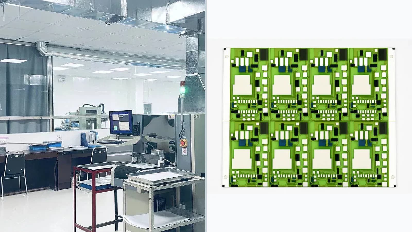 Composite view of real thick-film printing and thermal-processing environments paired with cataloged glazed ceramic circuits or resistor products for Thick Film Furnace Profile Verification