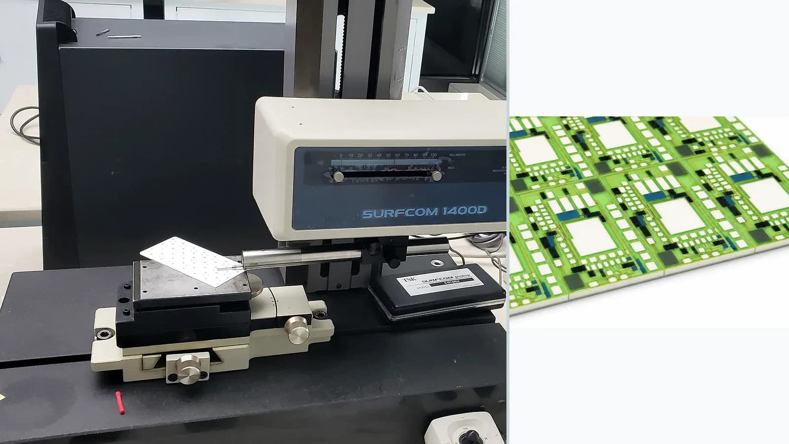 Composite view of material, dimensional, resistance, via, laser-processing, and electrical-test context paired with relevant ceramic thick-film products for Fired Film Thickness Measurement