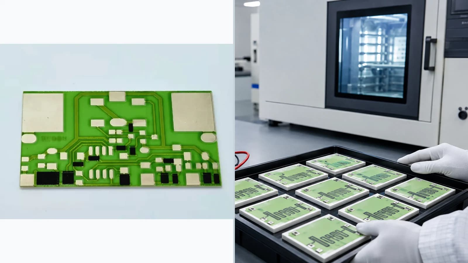Composite view of material, dimensional, resistance, via, laser-processing, and electrical-test context paired with relevant ceramic thick-film products for Thick Film Resistance and TCR Verification