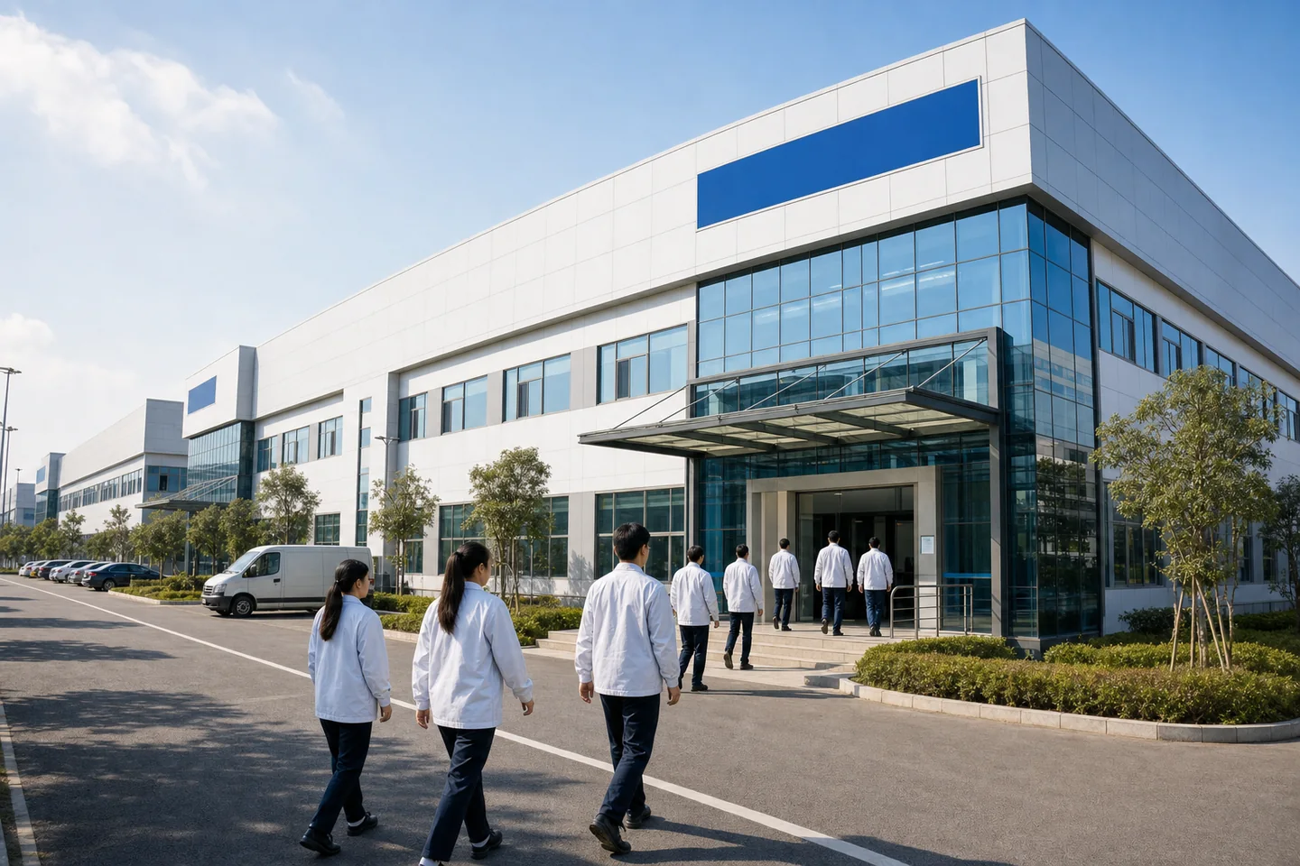 Modern electronics factory in industrial park