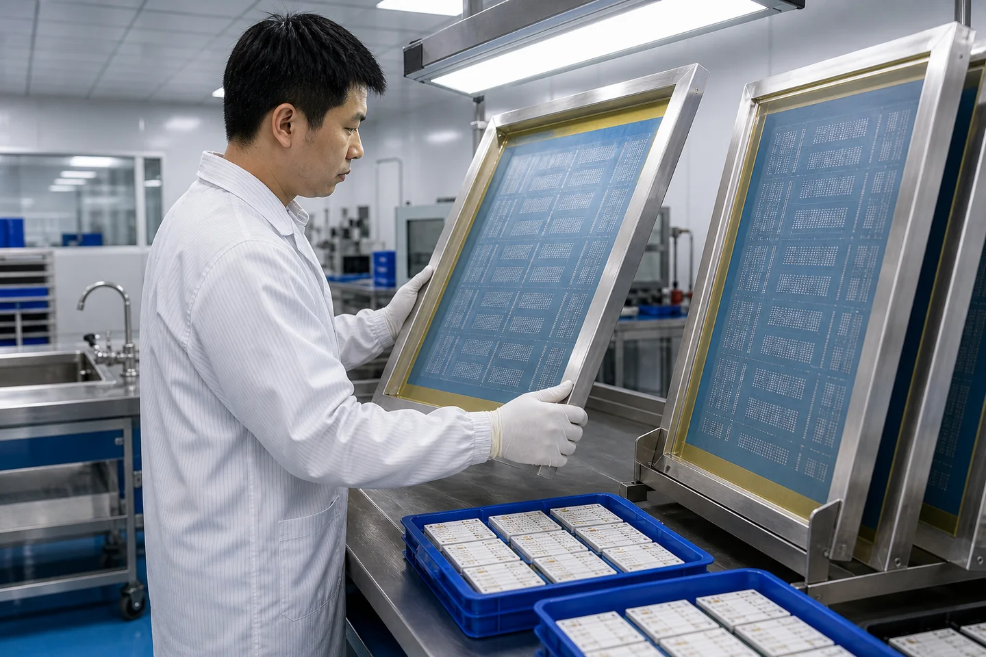 Screen preparation room for thick film printing