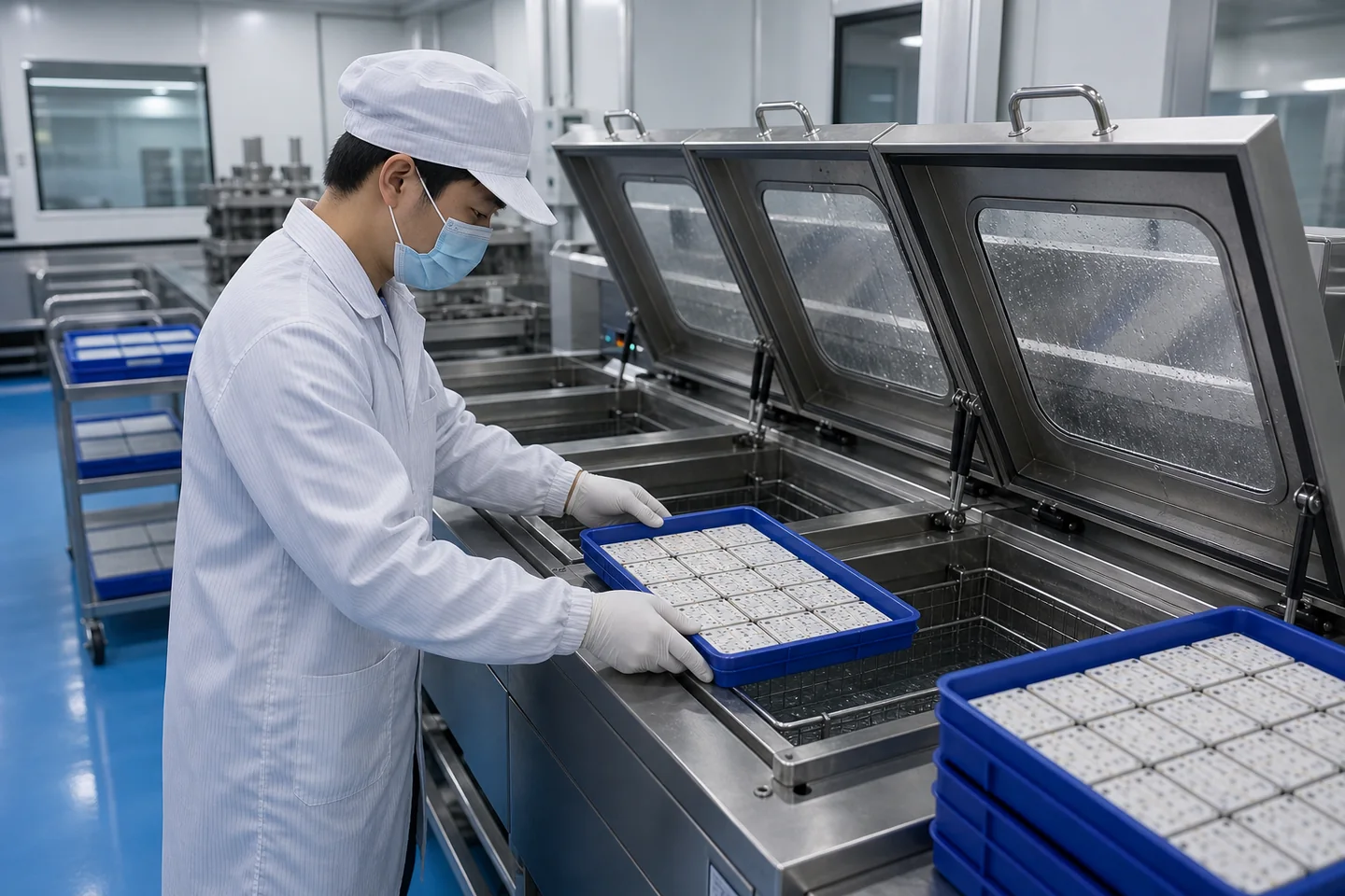 Ultrasonic cleaning of ceramic substrates
