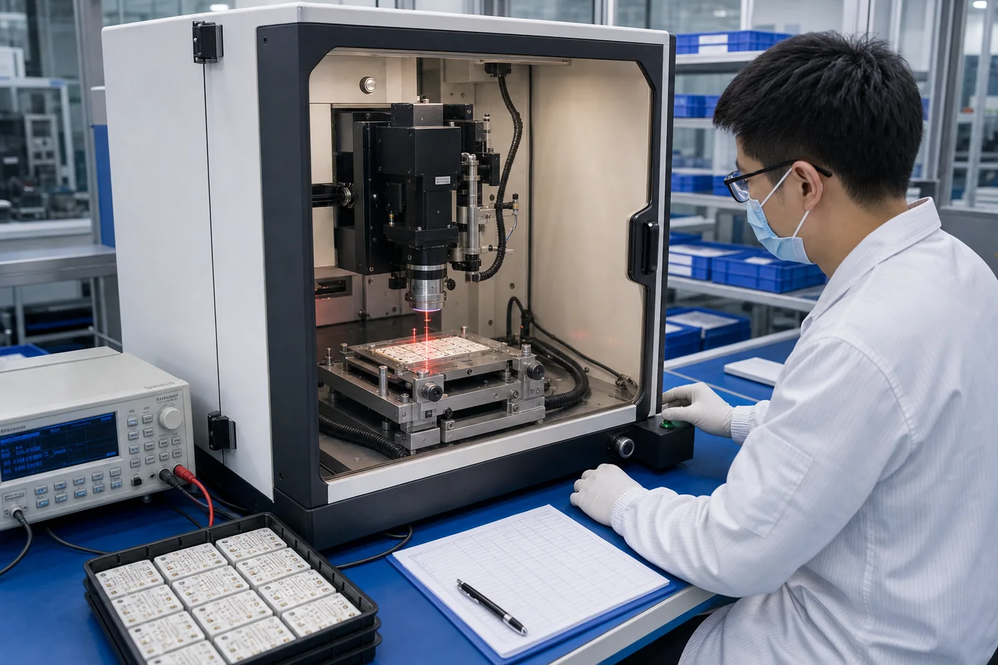Laser trimming workstation for thick film resistor circuits