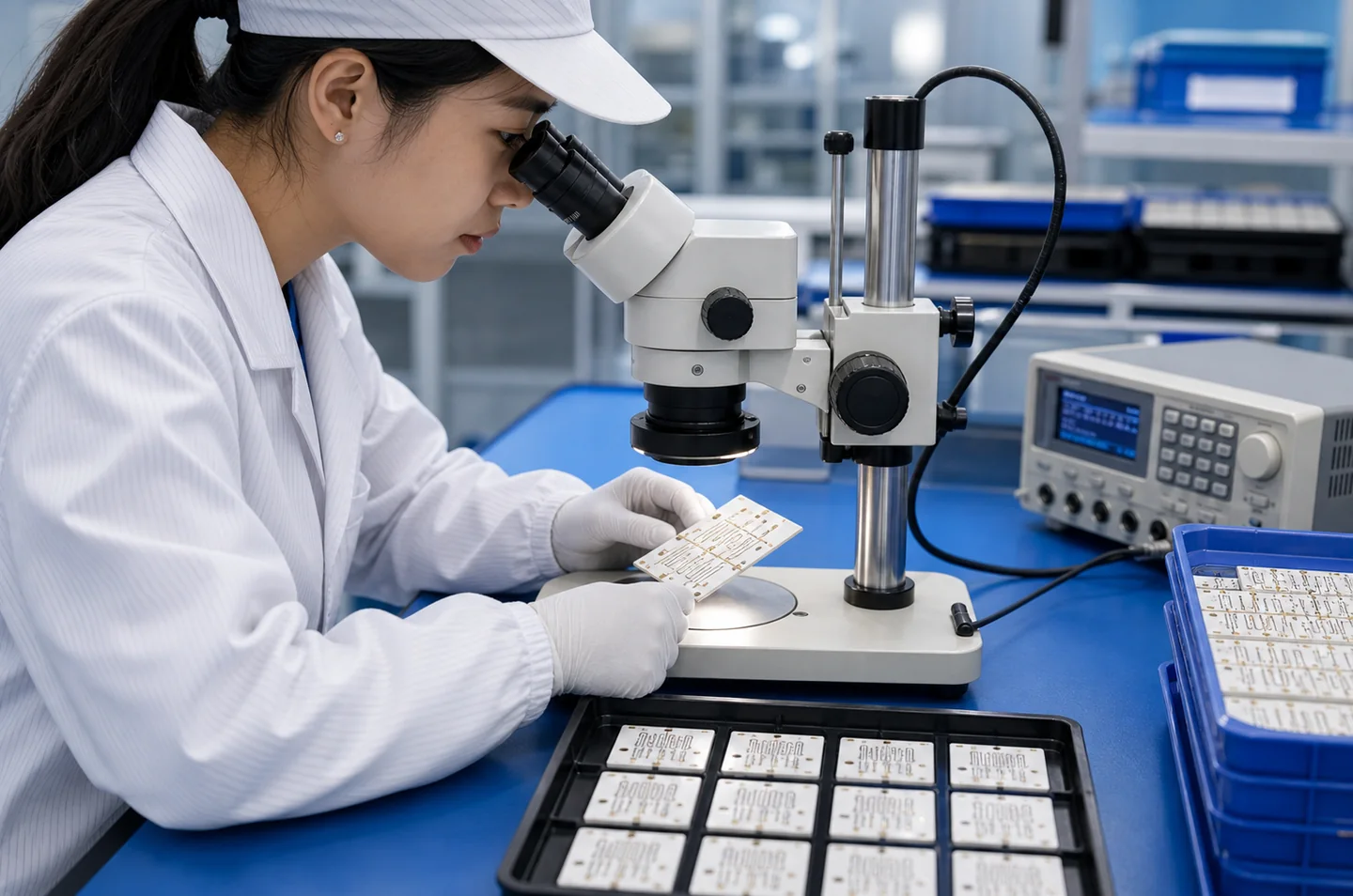 Microscope inspection of thick film ceramic circuits