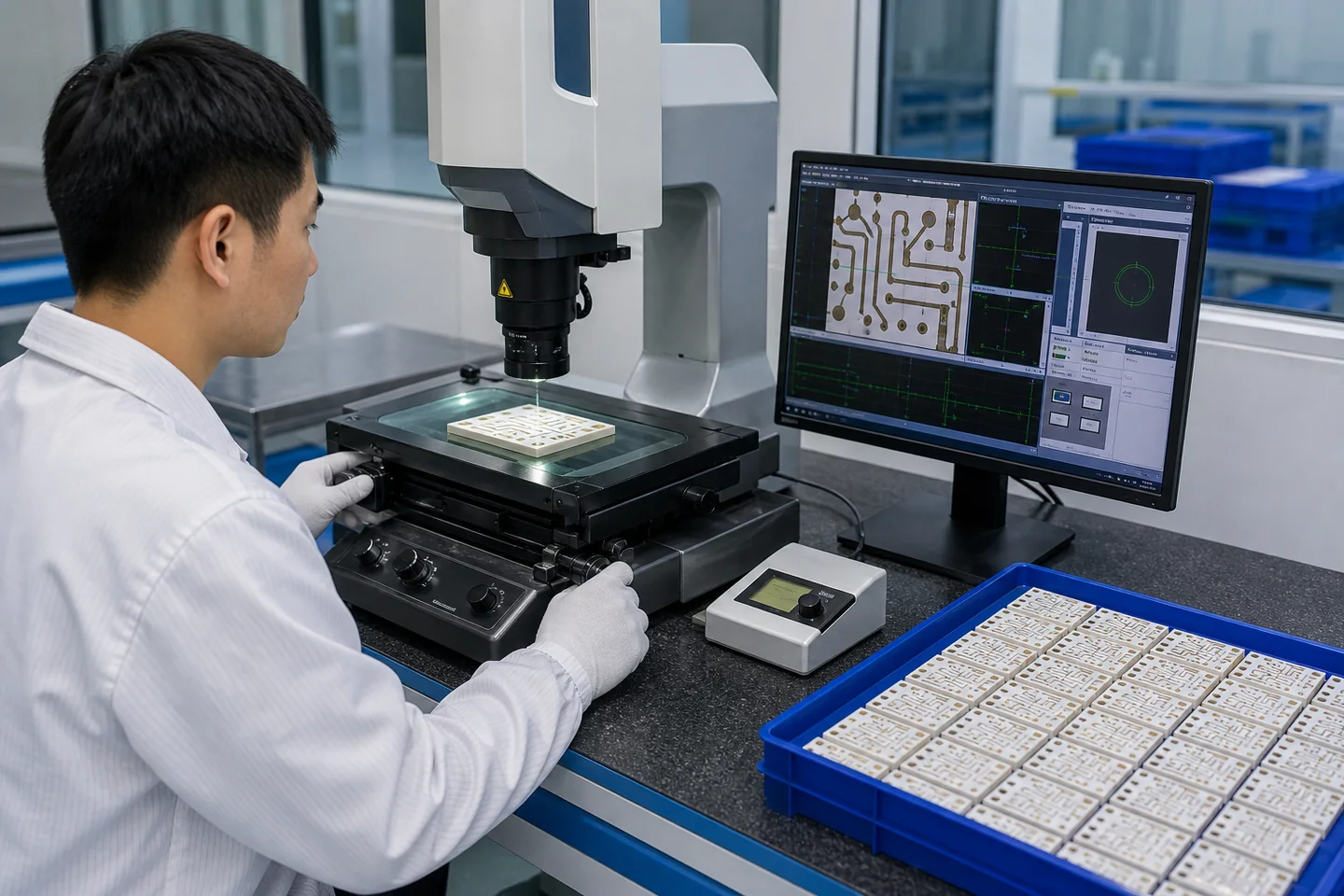 Optical dimensional inspection for ceramic substrates