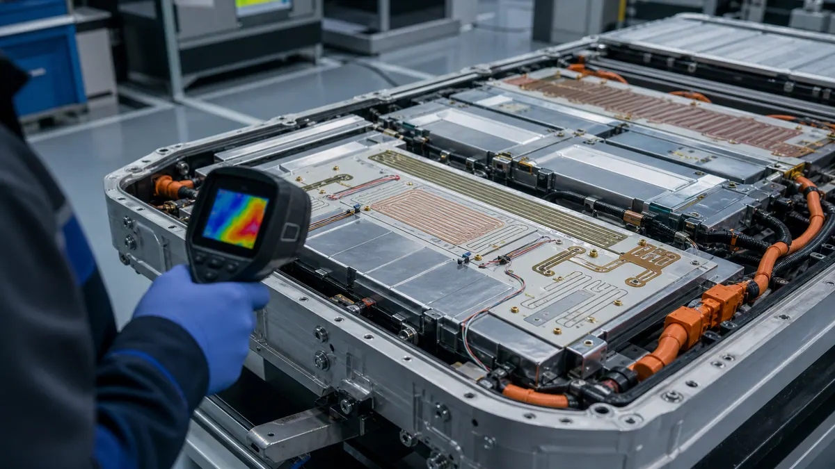 Application illustration of a plate heater in an EV battery thermal-control system