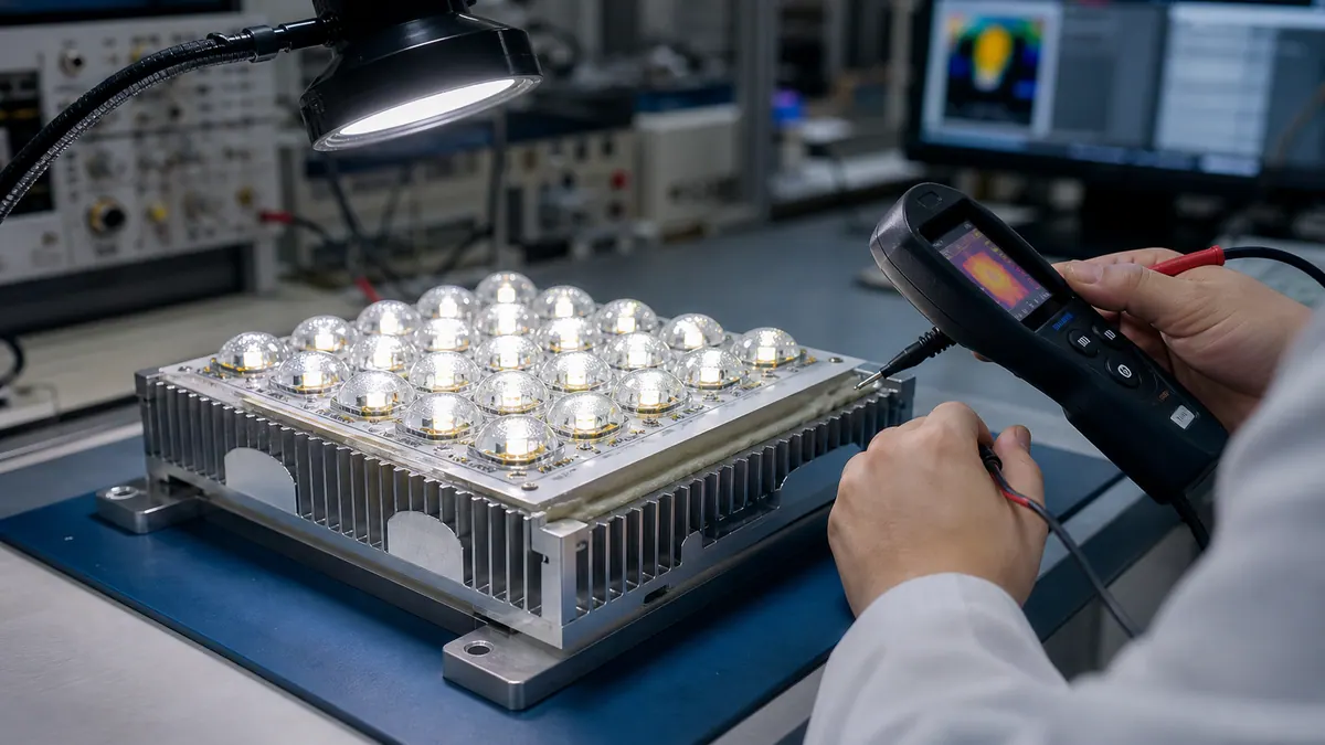 Application illustration of a generic LED array on a ceramic thermal substrate during evaluation