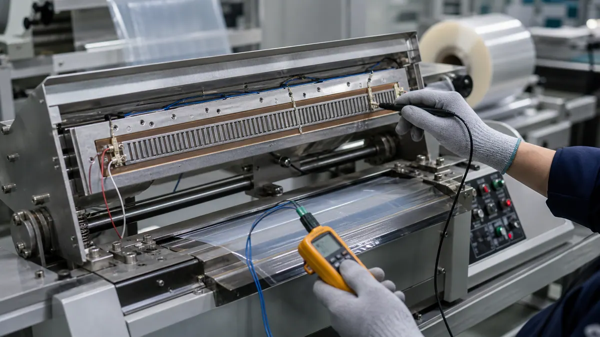 Application illustration of a compact thick film heater in packaging and sealing equipment