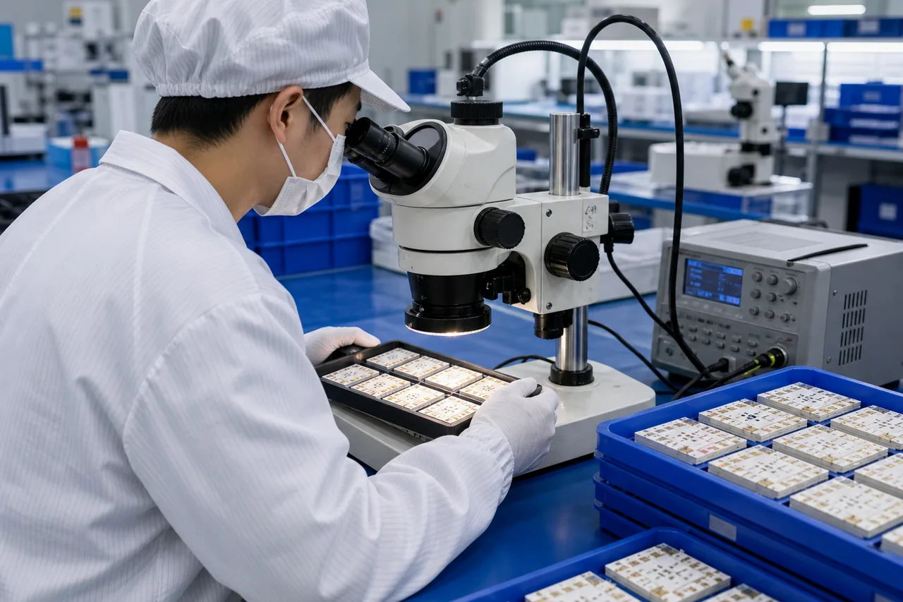 Microscope inspection of ceramic thick film circuit samples