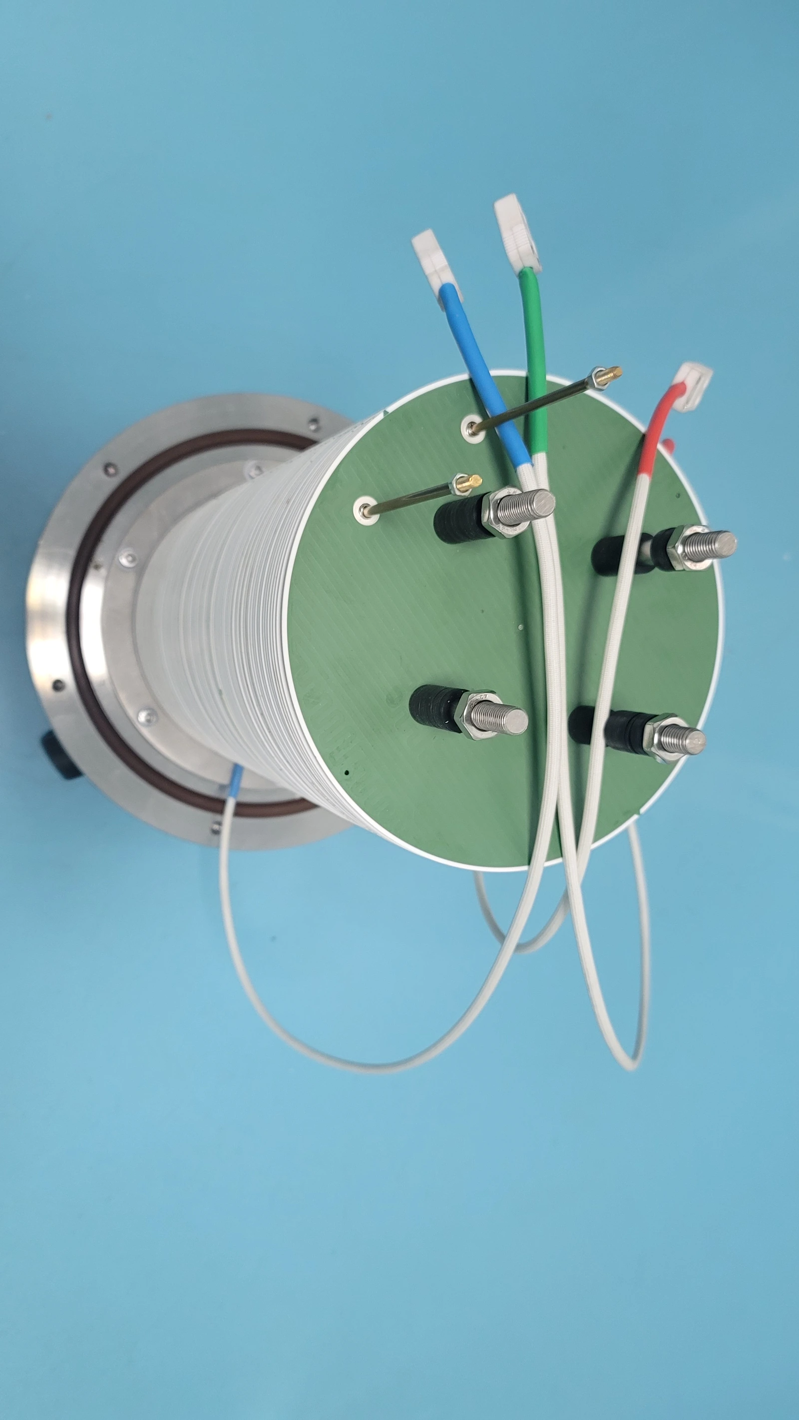 A heater assembly with sensing leads. Uniformity requirements identify the usable zone and sensor locations.