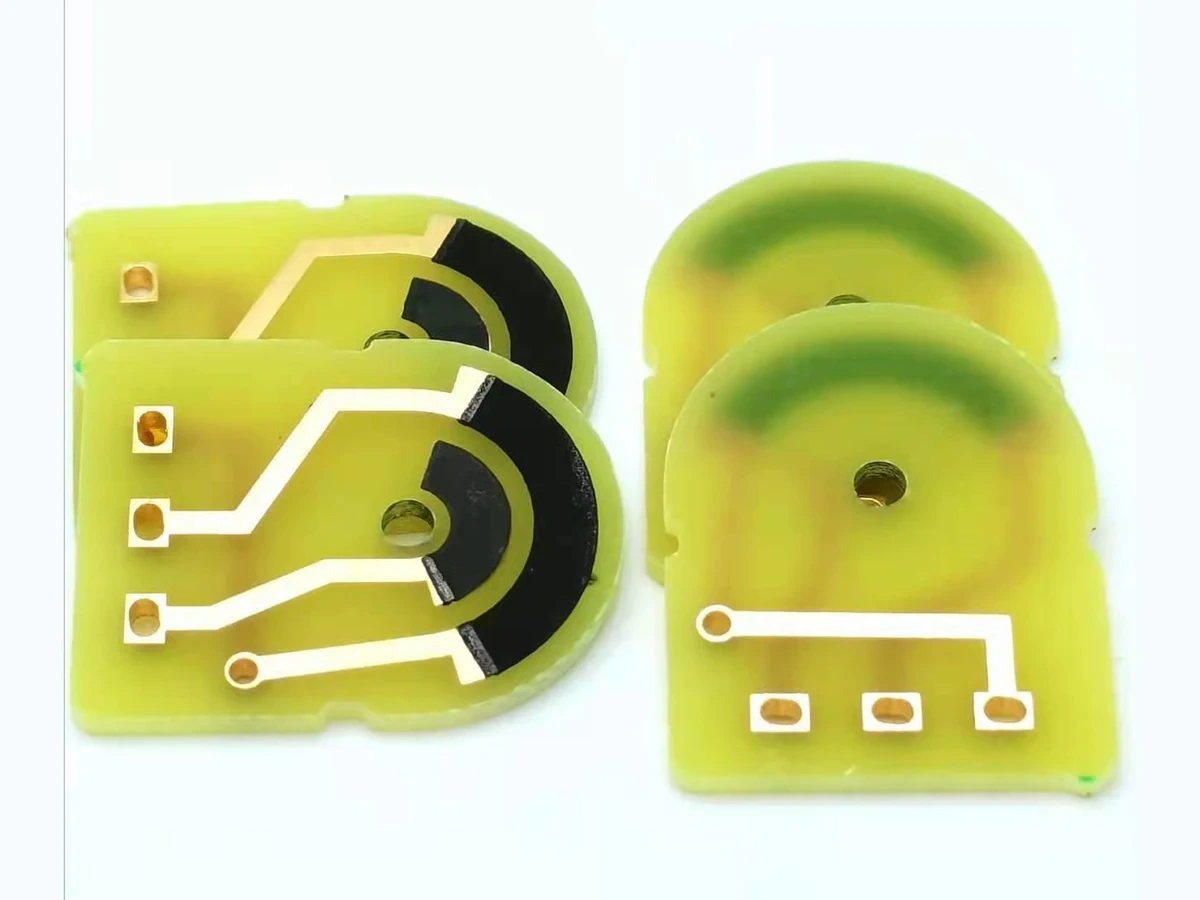 A rotary resistive element and its connection paths. Mechanism backlash and contact behavior remain separate error sources.