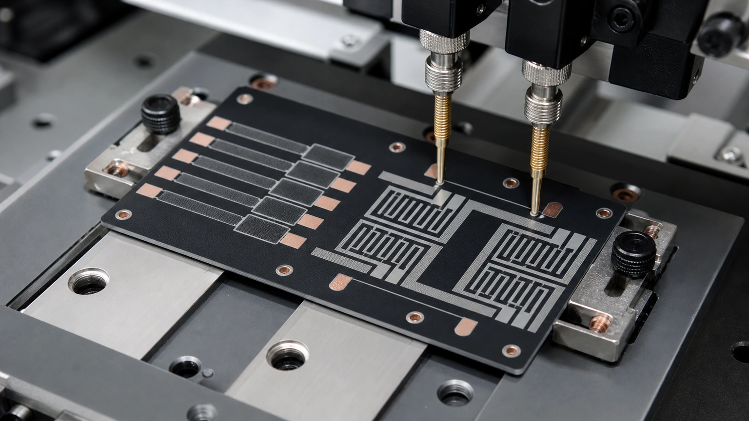High-resolution industrial engineering scene showing fr4 carbon ink in a clean thick-film ceramic circuit context.