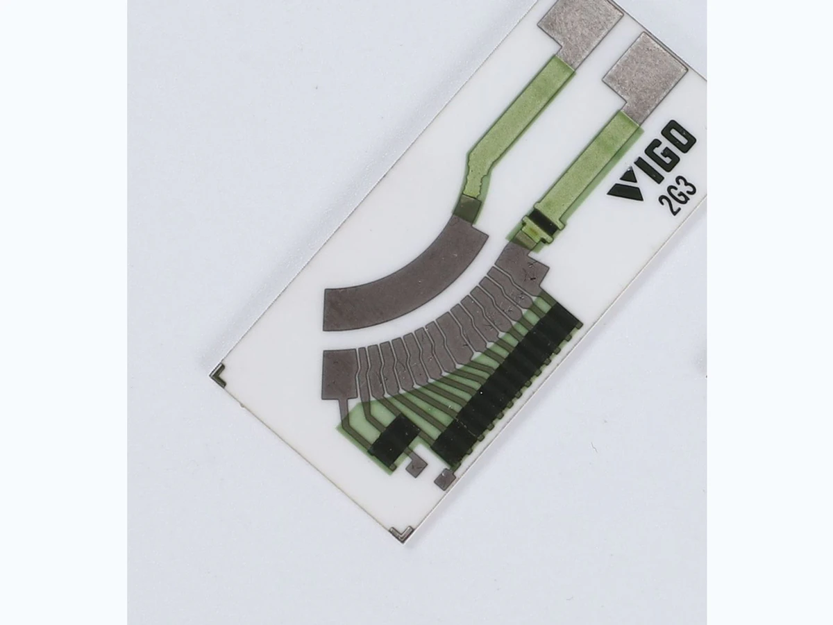Verified complete automotive fuel gauge resistor card with arc track, conductor paths, and terminal pads
