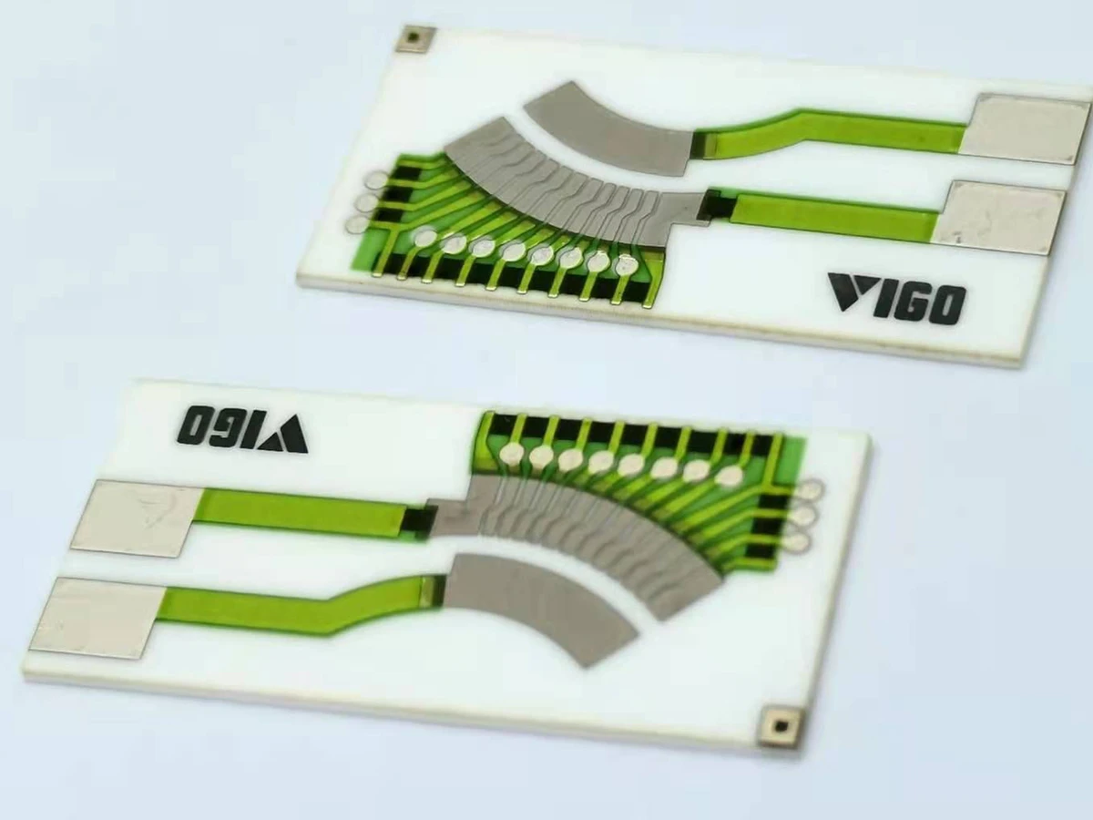 Verified complete custom resistive sensor element with printed arc geometry and terminal pads