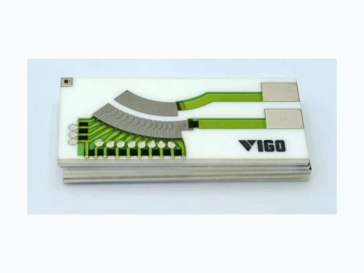 Complete custom resistive sensor element with arc track, conductors, and terminal pads