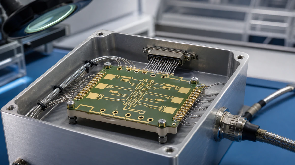 Application illustration of a generic metallized-via ceramic circuit in a multi-channel sensor enclosure