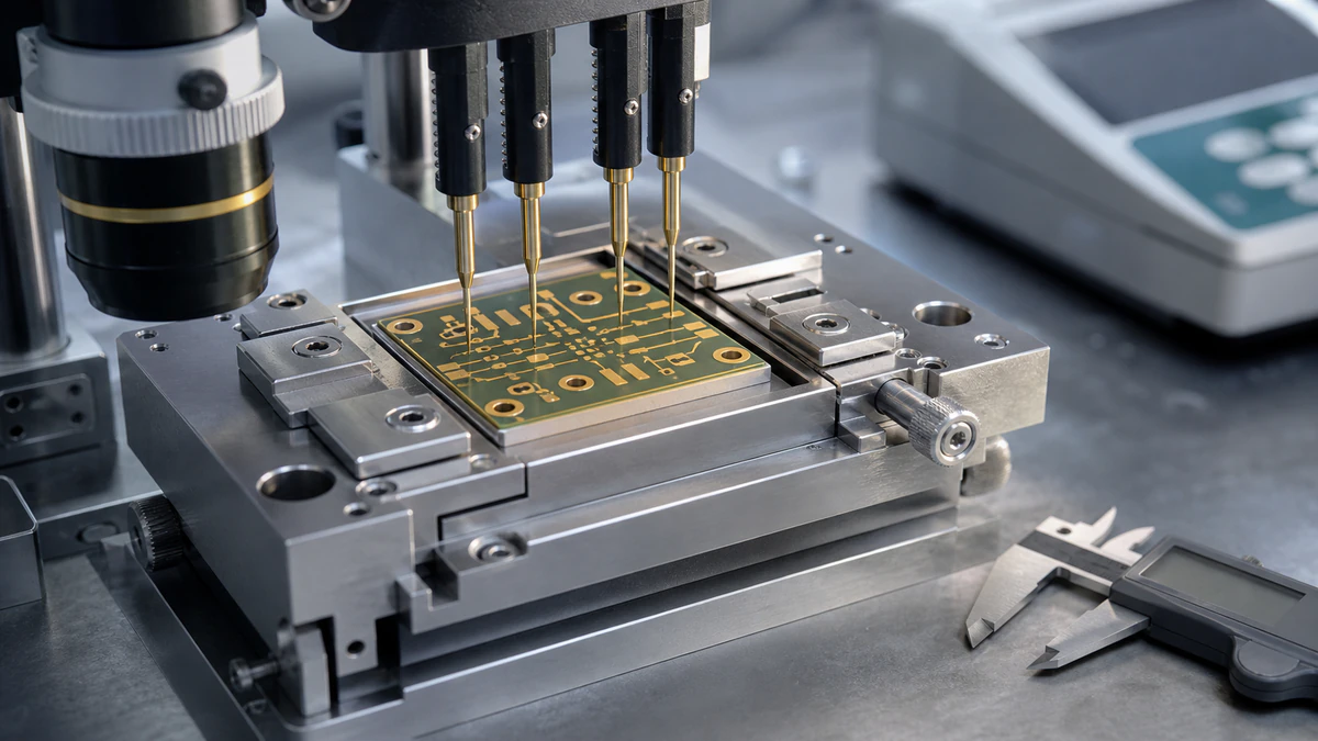Application illustration of a generic metallized-via ceramic circuit in a precision electrical validation fixture