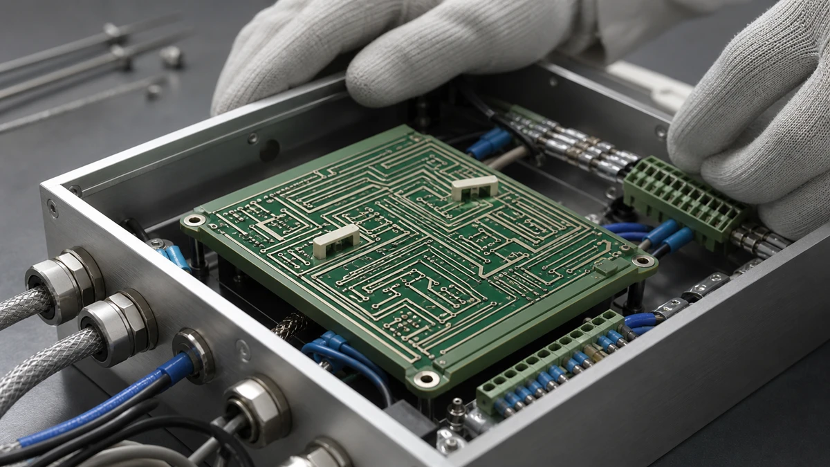 Application illustration of a generic thick film hybrid circuit in industrial instrument-control electronics