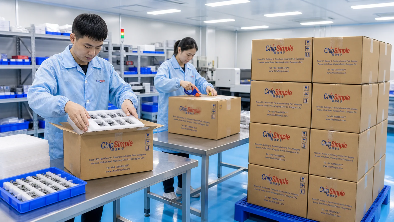 Chipsimple protected packing area for released thick film products